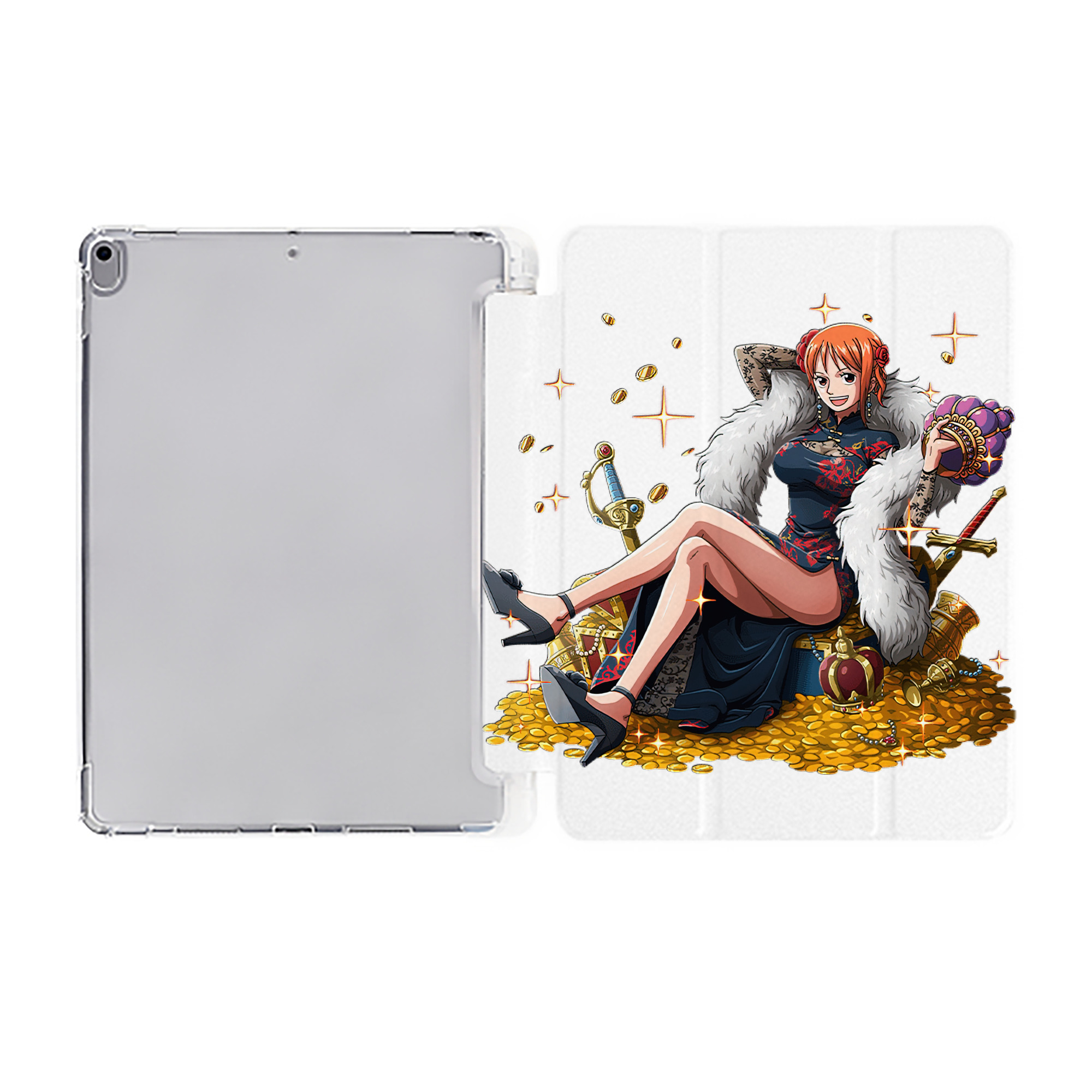 （画像用） ワンピース ナミ ONE PIECE Nami IPad ケース ペン収納付き 三つ折りスタンド PUレザー×シリコン 対応機種9.5/10.5/10.9インチ